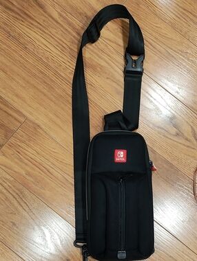 Nintendo Switch Black Sling Crossbody Bag with Red Logo